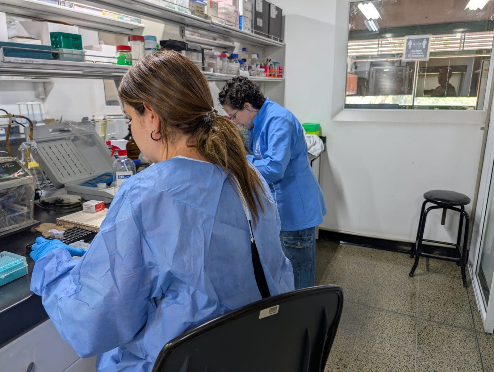 Equipo de investigación trabajando en el laboratorio de Gestadinamia